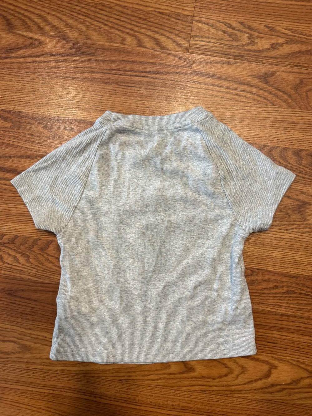 Aerie Baby Tee XS Gray Ribbed Graphic T Shirt Cropped - Picture 3 of 3